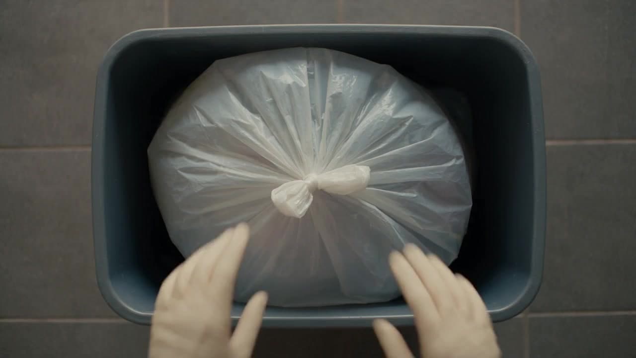 집 안 쓰레기통을 비우고 새 봉투 씌우기