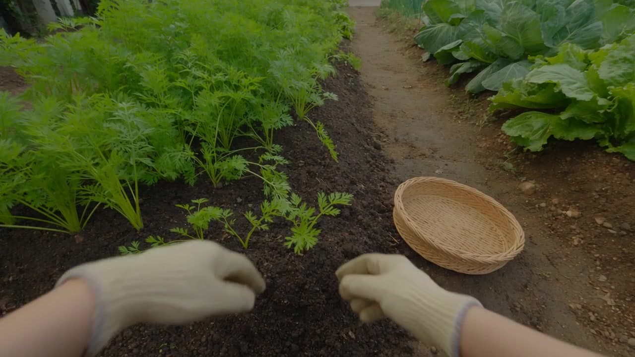 텃밭 한 구역 정리하고 수확하기