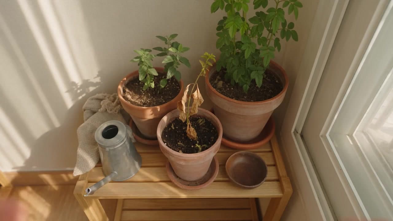 실내 화분 여러 개 돌보기